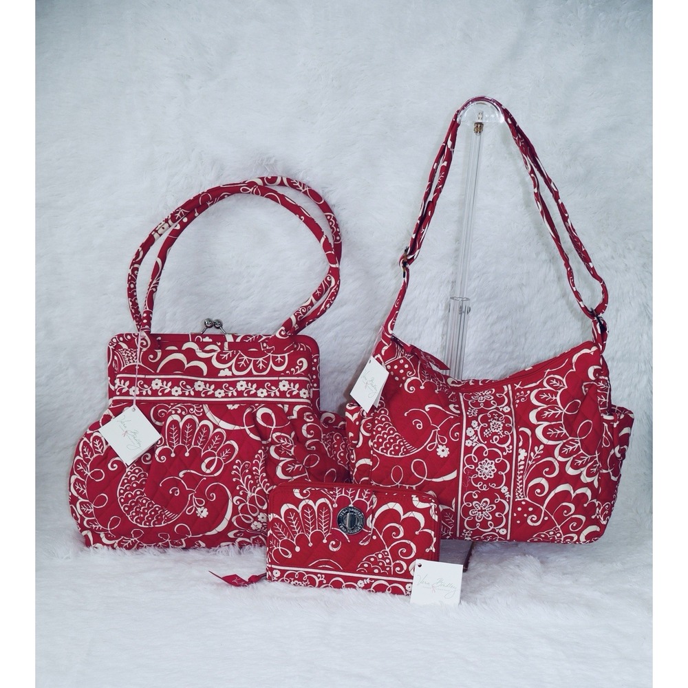 NWT Vera Bradley 3pc Set Twirly Birds Pink: On The Go, Alice Bag & Wallet